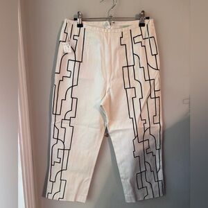 Jade Melody Tam Black White Stitched Crop Pants Size 6